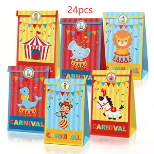 Circus-Themed Party Favor Bags with Stickers