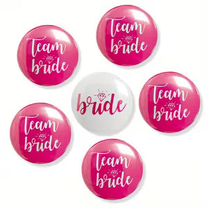 6 Bachelorette Party Badges Rose Red