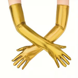 Glossy Party Gloves - Gold