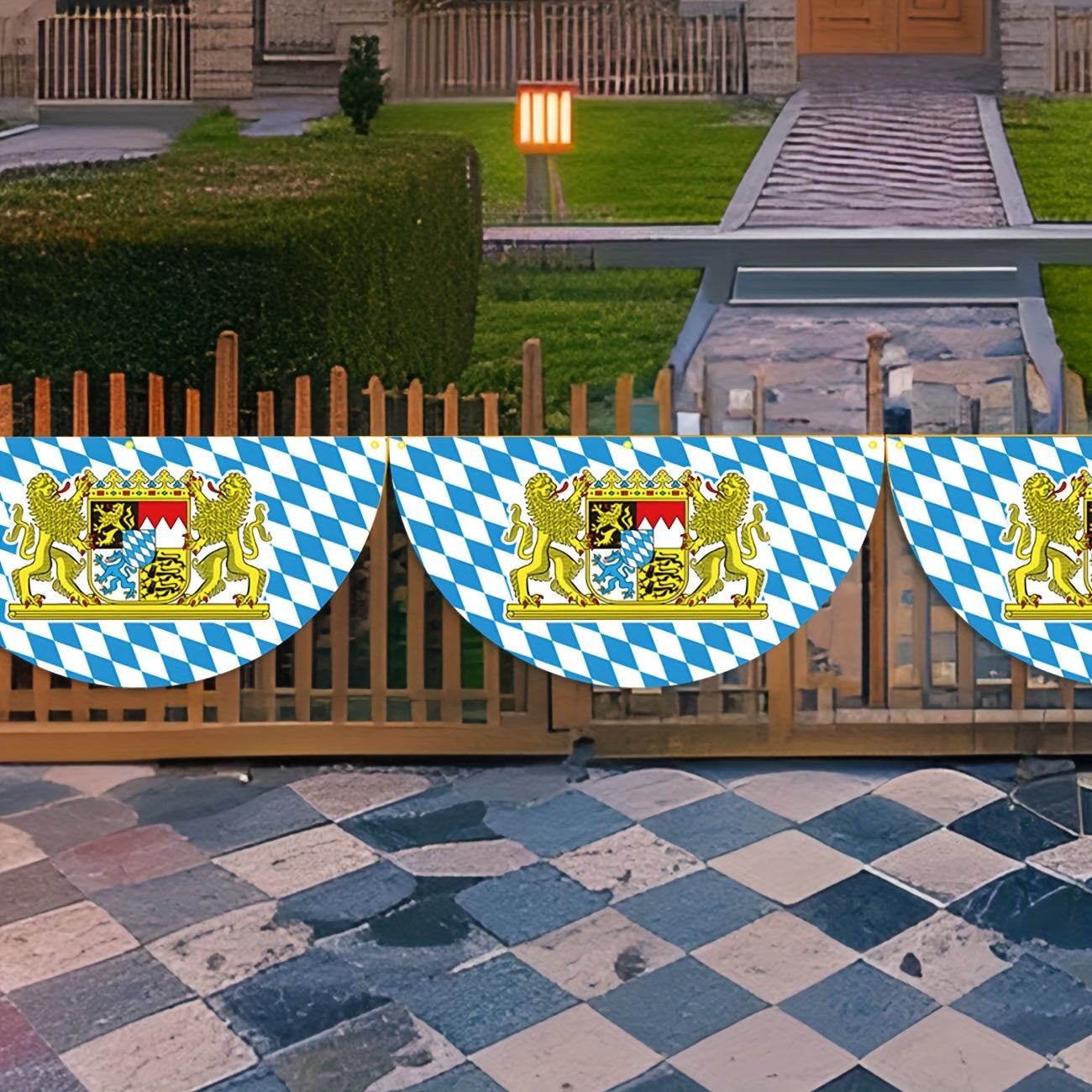 Bavarian Flag Banner 45×90cm with Lion Emblem