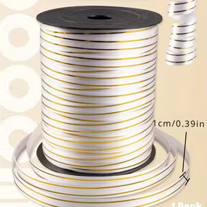 Waterproof White & Golden Curling Ribbon