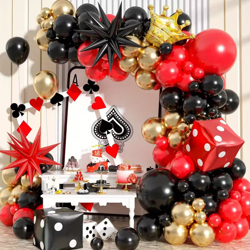 112pcs Red, Black & Gold Balloon Arch Decoration Set
