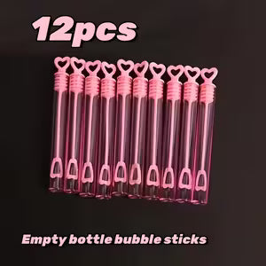 12pcs Rose Pink Heart Bubble Bottles