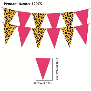 Pink Leopard Print Triangle Flags
