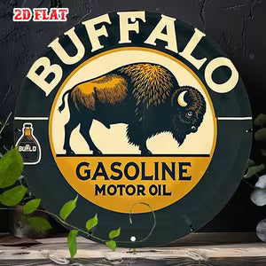 Round Vintage Wall Sign - Buffalo Motor Oil