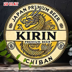 Round Vintage Metal Signs - "Japanese Dragon Kirin Beer"