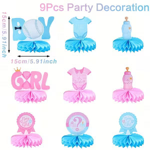 9pcs Blue & Pink Gender Reveal Table Centerpiece