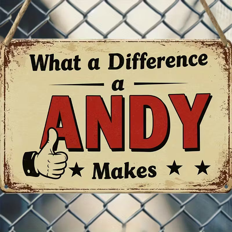 Vintage Farmhouse Wooden Sign "Andy Makes"