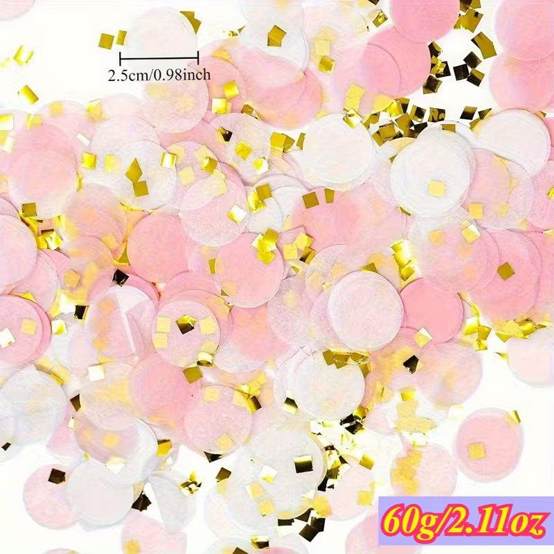 Pink White with Gold - Bulk Paper Confetti