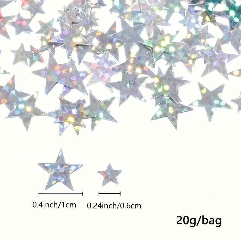 Rainbow Silver Stars Confetti