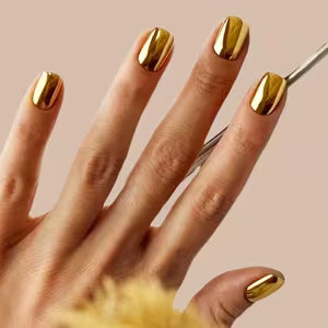 Golden Mirror Fake Nails