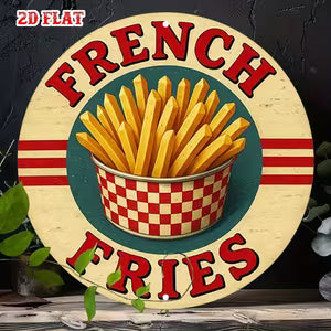 Round Metal Sign - French Fries