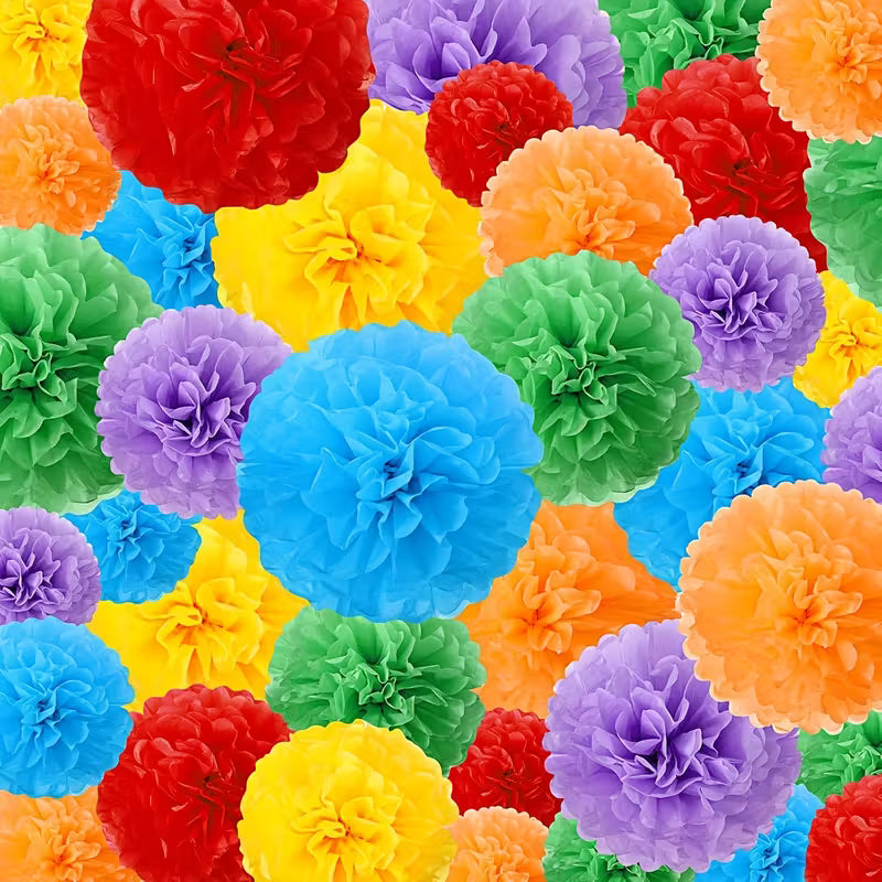 24pcs Tissue Paper Pom Poms & Flowers