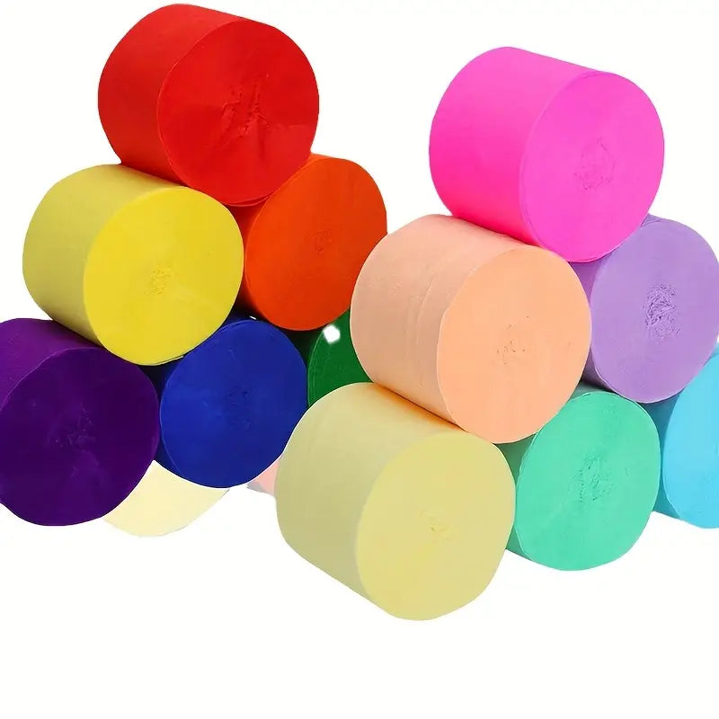 18pcs Vibrant Ruffled Crepe Paper Rolls