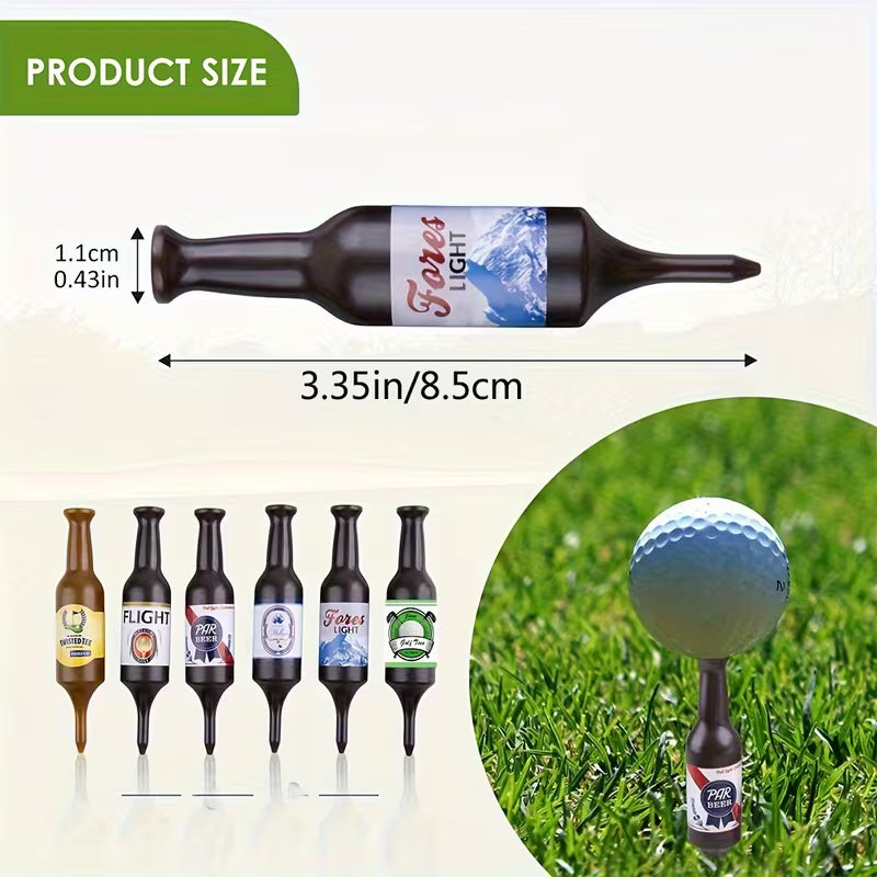 6pcs Beer Bottle Shaped Golf Tees