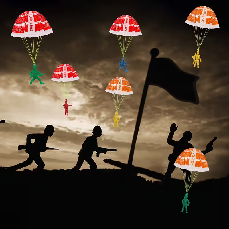 12 pcs Military Paratrooper Toys with Colorful Parachute