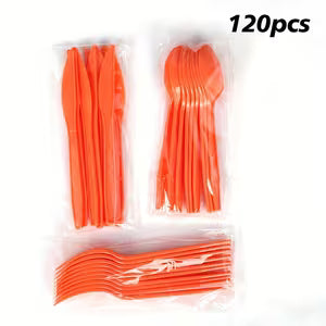 Heavy-Duty Plastic Tableware Set Orange