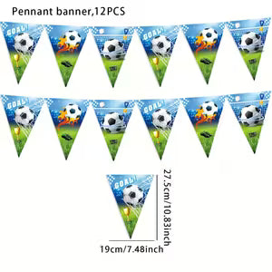 Football Party Banner with Goalpost Flags