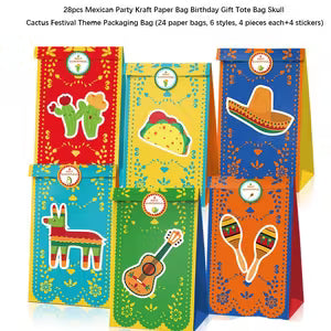Mexican Party Kraft Paper Bags with Stickers