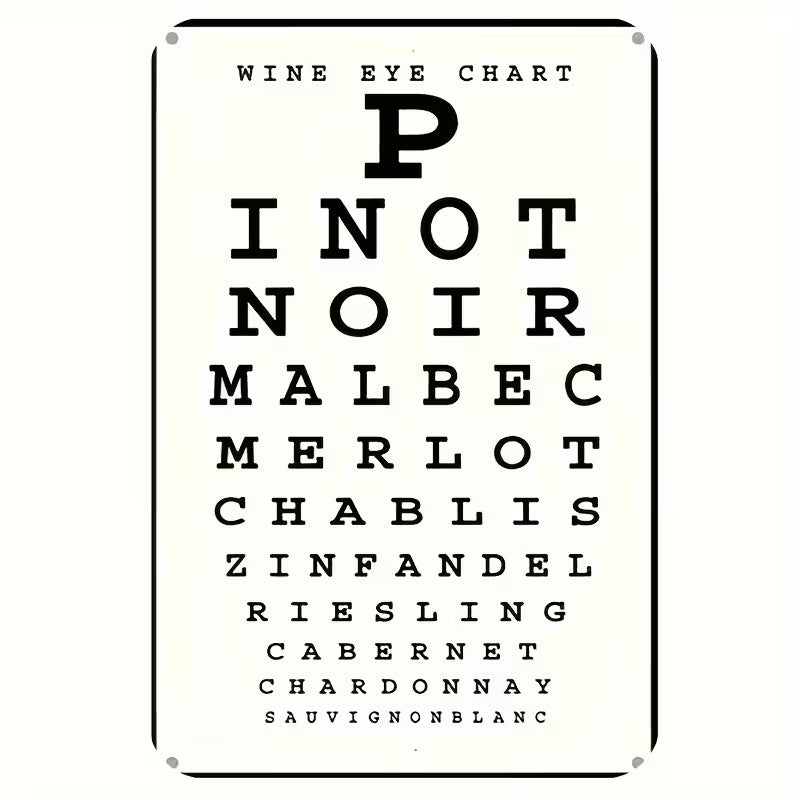 Vintage Wine Eye Chart Metal Tin Sign