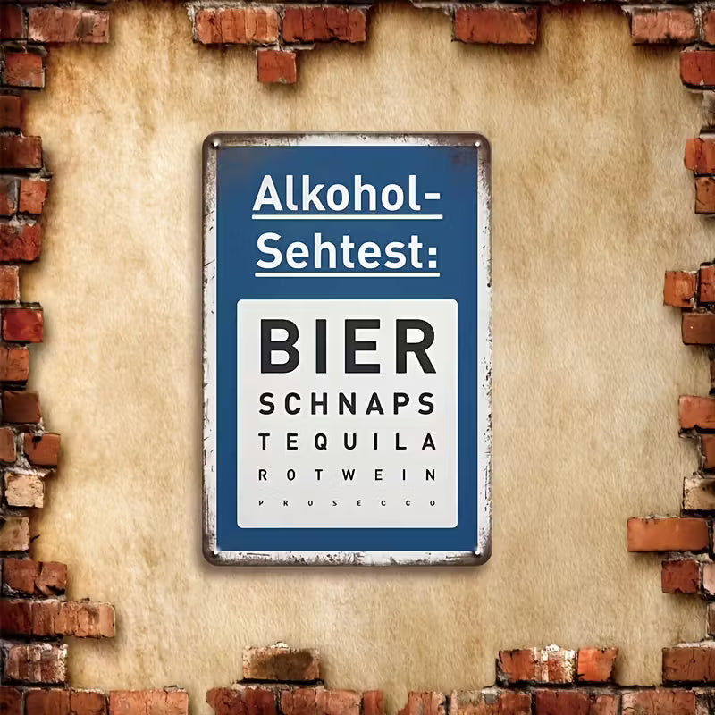 Vintage Alcohol Test Metal Sign - 30.48x20.32cm
