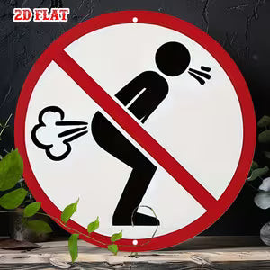 Round Metal Wall Sign - “No Smoking” warning symbol