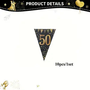 50th Birthday Black Gold Banner