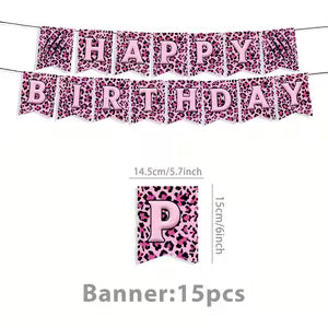Pink Leopard Print “Happy Birthday” Banner