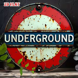 Round Distressed Wall Sign - London Underground
