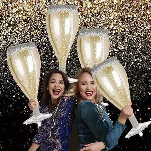 5 Champagne Glass Foil Balloons