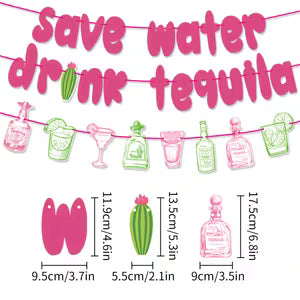 Pink & Green Water Saving Tequila Banner