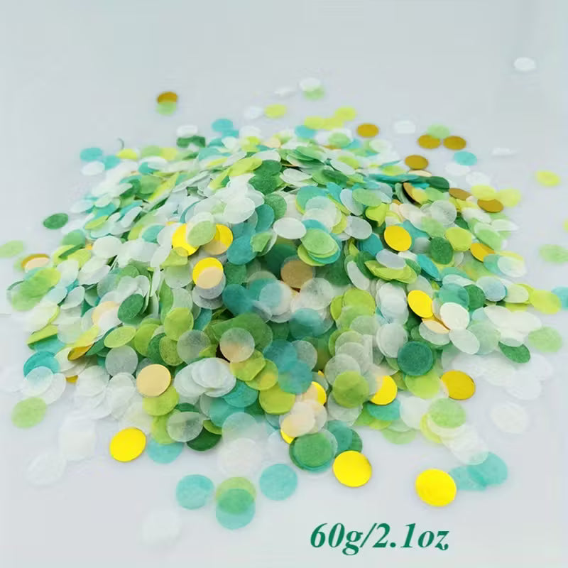 Golden Green Multi-Color Round Confetti