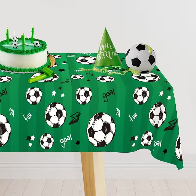 Soccer Party Tablecloth - Rectangular Plastic Tablecover Decor