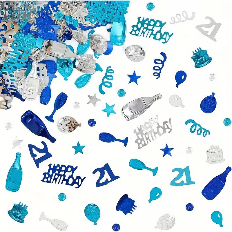 Blue & Silvery 21st Birthday Confetti
