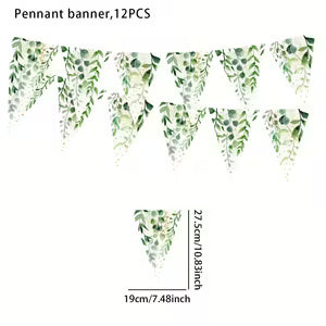 Elegant Green Leafy Theme String Flags
