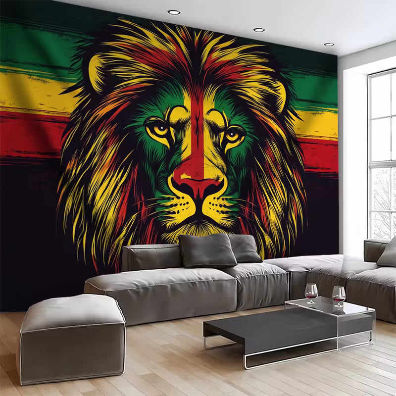 Colorful Reggae Style Party Banner – Polyester Lion Backdrop
