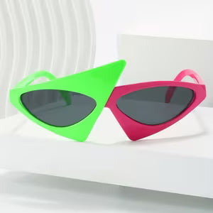 80s Novelty Party Glasses - Neon Green / Purple