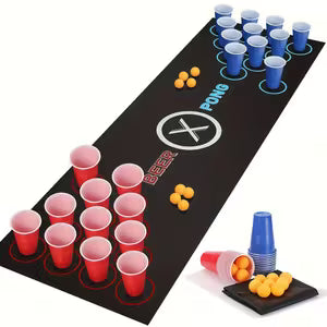 Complete Beer Pong Set with Table Mat