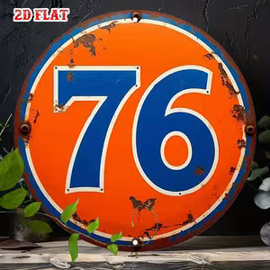Round Vintage Metal Signs - Number 76 wall
