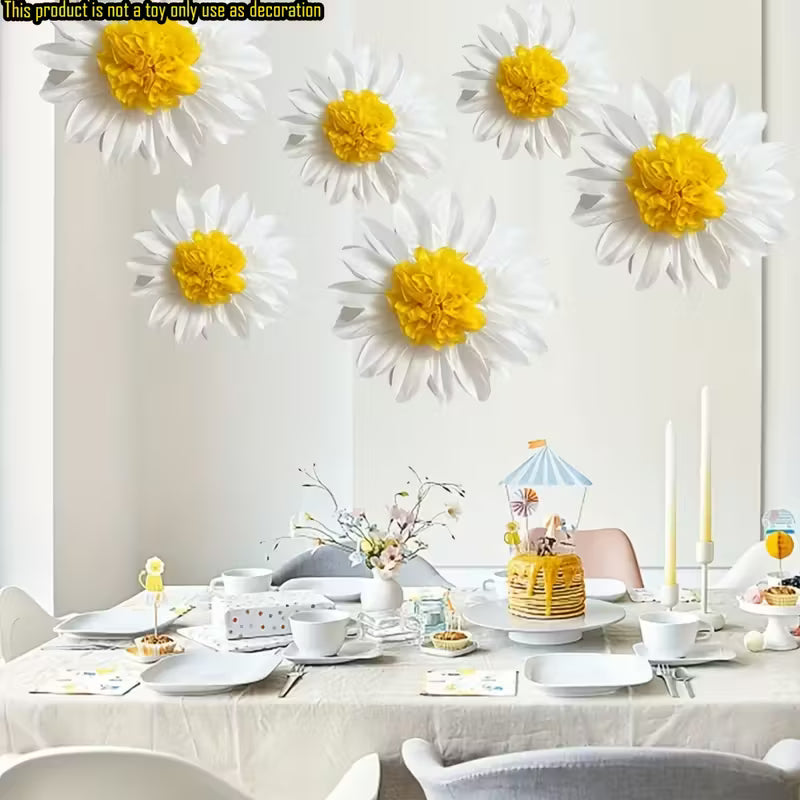 12pcs White & Yellow Daisy Paper Flower Set