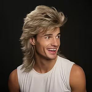 Men's 80s Blonde Punk Style Wig - Mid-Length