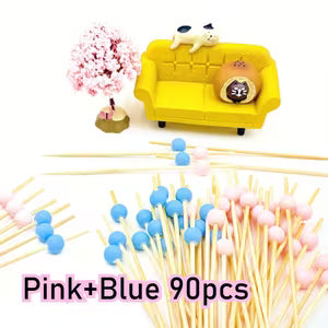 60pcs Blue and Pink Pearl Dessert Sticks