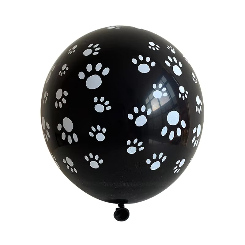 12" Animal Dog Paws Print Balloons - Black