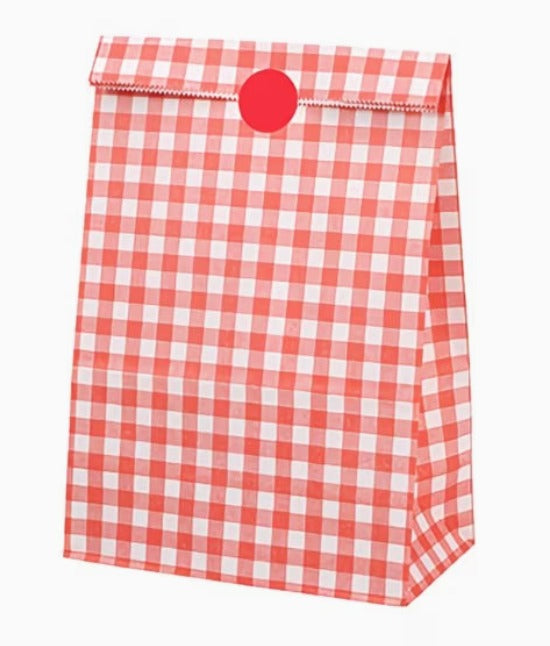Red Checkered Party Favor Bags