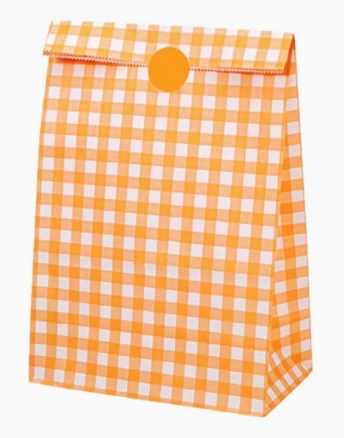 Orange Checkered Party Favor Paper Bags