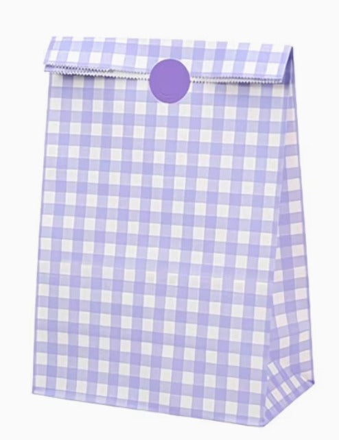Purple Checkered Party Favor Paper Bags