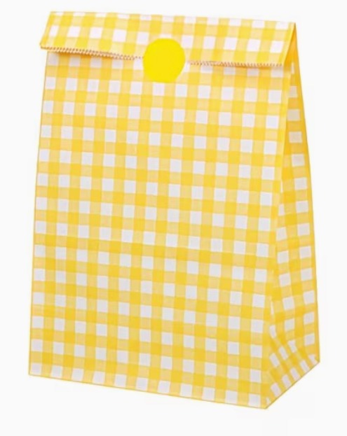 Yellow Checkered Party Favor Paper Bags