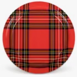 Red Plaid Disposable Paper Plates