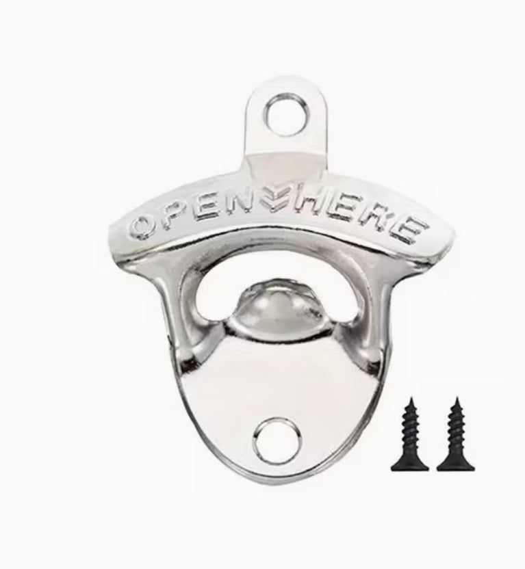 Wall-Mounted Bottle Opener - Silver