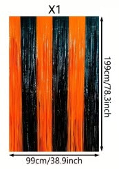 1pc Black & Orange Macaron Contrast Fringe Trim